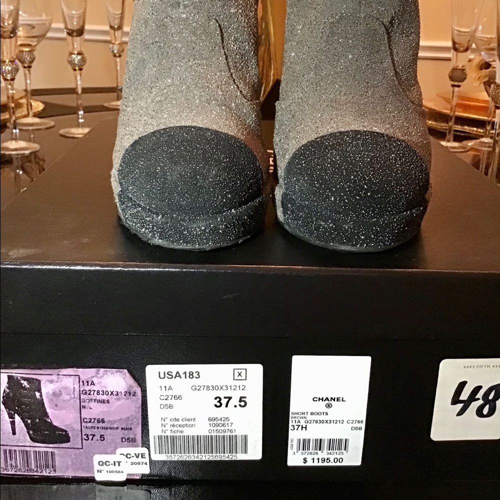 Chanel Glitter Suede Runway Booties - Picture 10 of 11